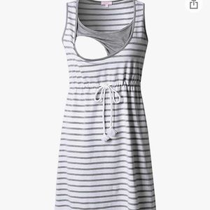 Nursing Tank Dress Maternity Sleeveless Breastfeeding Dress Casual Knee Length